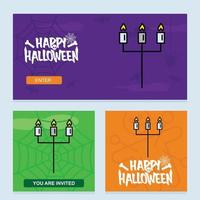 gelukkig halloween uitnodiging ontwerp met kaars vector