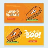 gelukkig halloween uitnodiging ontwerp met doodskisten vector