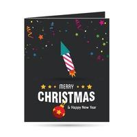 vrolijk Kerstmis kaart met donker achtergrond met creatief ontwerp en typografie vector