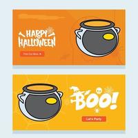 gelukkig halloween uitnodiging ontwerp met pot vector