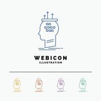 algoritme. brein. conclusie. werkwijze. denken 5 kleur lijn web icoon sjabloon geïsoleerd Aan wit. vector illustratie