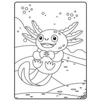 axolotl kleur boek Pagina's voor kinderen vector