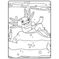 axolotl kleur boek Pagina's voor kinderen vector