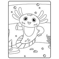 axolotl kleur boek Pagina's voor kinderen vector