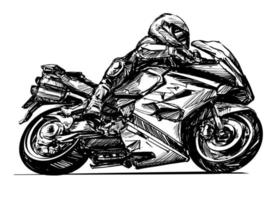tekening van de motorrijder geïsoleerde hand getekend vector