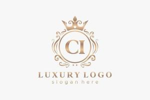 eerste ci brief Koninklijk luxe logo sjabloon in vector kunst voor restaurant, royalty, boetiek, cafe, hotel, heraldisch, sieraden, mode en andere vector illustratie.