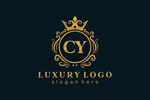 eerste cy brief Koninklijk luxe logo sjabloon in vector kunst voor restaurant, royalty, boetiek, cafe, hotel, heraldisch, sieraden, mode en andere vector illustratie.