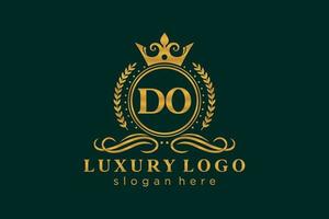 eerste Doen brief Koninklijk luxe logo sjabloon in vector kunst voor restaurant, royalty, boetiek, cafe, hotel, heraldisch, sieraden, mode en andere vector illustratie.