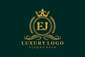 eerste ej brief Koninklijk luxe logo sjabloon in vector kunst voor restaurant, royalty, boetiek, cafe, hotel, heraldisch, sieraden, mode en andere vector illustratie.