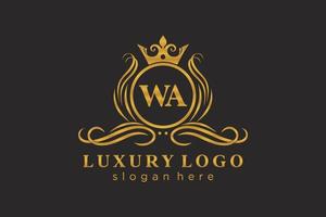 eerste wa brief Koninklijk luxe logo sjabloon in vector kunst voor restaurant, royalty, boetiek, cafe, hotel, heraldisch, sieraden, mode en andere vector illustratie.