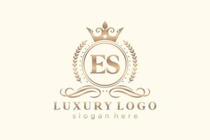 eerste es brief Koninklijk luxe logo sjabloon in vector kunst voor restaurant, royalty, boetiek, cafe, hotel, heraldisch, sieraden, mode en andere vector illustratie.