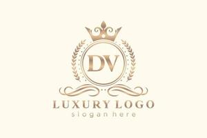 eerste dv brief Koninklijk luxe logo sjabloon in vector kunst voor restaurant, royalty, boetiek, cafe, hotel, heraldisch, sieraden, mode en andere vector illustratie.