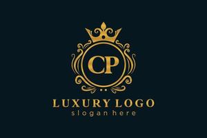 eerste cp brief Koninklijk luxe logo sjabloon in vector kunst voor restaurant, royalty, boetiek, cafe, hotel, heraldisch, sieraden, mode en andere vector illustratie.