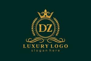 eerste dz brief Koninklijk luxe logo sjabloon in vector kunst voor restaurant, royalty, boetiek, cafe, hotel, heraldisch, sieraden, mode en andere vector illustratie.