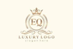 eerste eq brief Koninklijk luxe logo sjabloon in vector kunst voor restaurant, royalty, boetiek, cafe, hotel, heraldisch, sieraden, mode en andere vector illustratie.