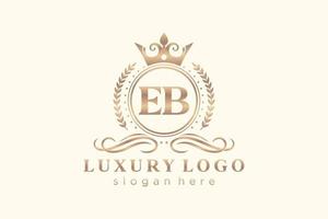 eerste eb brief Koninklijk luxe logo sjabloon in vector kunst voor restaurant, royalty, boetiek, cafe, hotel, heraldisch, sieraden, mode en andere vector illustratie.