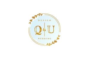 eerste qu schoonheid monogram en elegant logo ontwerp handschrift logo van eerste handtekening, bruiloft, mode, bloemen en botanisch met creatief sjabloon. vector