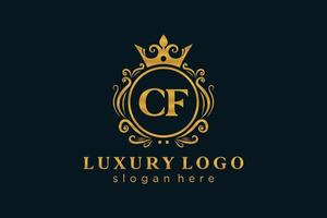 eerste vgl brief Koninklijk luxe logo sjabloon in vector kunst voor restaurant, royalty, boetiek, cafe, hotel, heraldisch, sieraden, mode en andere vector illustratie.