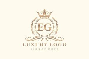 eerste bijv brief Koninklijk luxe logo sjabloon in vector kunst voor restaurant, royalty, boetiek, cafe, hotel, heraldisch, sieraden, mode en andere vector illustratie.