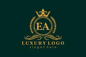 eerste ea brief Koninklijk luxe logo sjabloon in vector kunst voor restaurant, royalty, boetiek, cafe, hotel, heraldisch, sieraden, mode en andere vector illustratie.