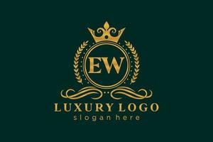 eerste ew brief Koninklijk luxe logo sjabloon in vector kunst voor restaurant, royalty, boetiek, cafe, hotel, heraldisch, sieraden, mode en andere vector illustratie.