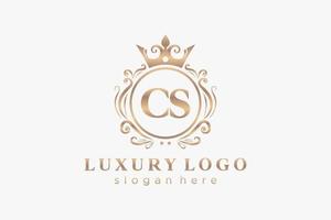 eerste cs brief Koninklijk luxe logo sjabloon in vector kunst voor restaurant, royalty, boetiek, cafe, hotel, heraldisch, sieraden, mode en andere vector illustratie.