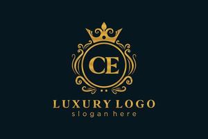 eerste ce brief Koninklijk luxe logo sjabloon in vector kunst voor restaurant, royalty, boetiek, cafe, hotel, heraldisch, sieraden, mode en andere vector illustratie.