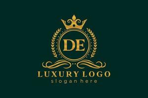 eerste de brief Koninklijk luxe logo sjabloon in vector kunst voor restaurant, royalty, boetiek, cafe, hotel, heraldisch, sieraden, mode en andere vector illustratie.