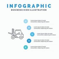 lifter hijs- vrachtauto vervoer lijn icoon met 5 stappen presentatie infographics achtergrond vector