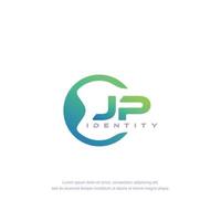 jp eerste brief circulaire lijn logo sjabloon vector met helling kleur mengsel
