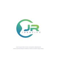jr eerste brief circulaire lijn logo sjabloon vector met helling kleur mengsel