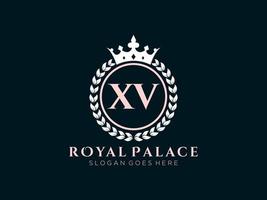 brief xv antiek Koninklijk luxe Victoriaans logo met sier- kader. vector