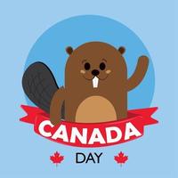 gelukkig Canada dag poster schattig bever karakter vector illustratie