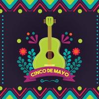 gekleurde cinco de mayo poster met een traditioneel gitaar vector illustratie