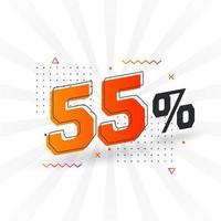 55 korting afzet banier Promotie. 55 procent verkoop promotionele ontwerp. vector