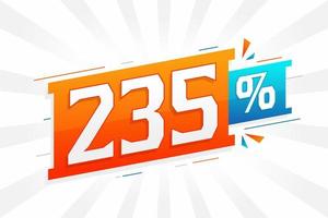 235 korting afzet banier Promotie. 235 procent verkoop promotionele ontwerp. vector