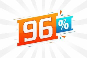 96 korting afzet banier Promotie. 96 procent verkoop promotionele ontwerp. vector