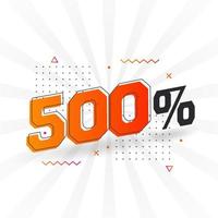 500 korting afzet banier Promotie. 500 procent verkoop promotionele ontwerp. vector