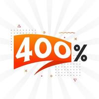 400 korting afzet banier Promotie. 400 procent verkoop promotionele ontwerp. vector