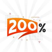 200 korting afzet banier Promotie. 200 procent verkoop promotionele ontwerp. vector