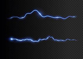 bliksem, blauw kleur bliksem staking gedurende een nacht storm, elektrisch energie, elektrisch schok, flash van magisch energie. krachtig potentiële afvoer, licht vonk storm flash onweersbui. vector