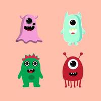 schattig tekenfilm monsters karakter. monsters in vlak stijl vector. vector illustratie.