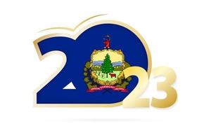 jaar 2023 met Vermont vlag patroon. vector