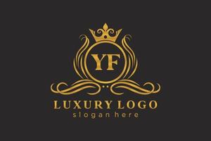 eerste yf brief Koninklijk luxe logo sjabloon in vector kunst voor restaurant, royalty, boetiek, cafe, hotel, heraldisch, sieraden, mode en andere vector illustratie.