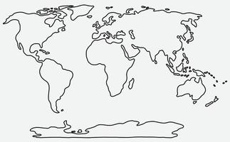 freehand wereldkaart schets op witte achtergrond. vector