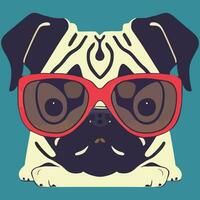 illustratie vector grafisch van mopshond hond vervelend rood zonnebril geïsoleerd mooi zo voor icoon, mascotte, afdrukken, ontwerp element of aanpassen uw ontwerp