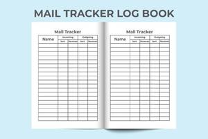 mail tracker log boek interieur. mail inkomend en uitgaand tracker notebook. mail tracker sjabloon interieur. logboek interieur. mail checklist logboek interieur. vector