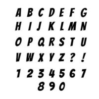 Engels alfabet cursief met getallen silhouet. vector illustratie