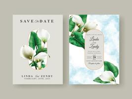 bruiloft uitnodiging kaart met groen bloemen vector