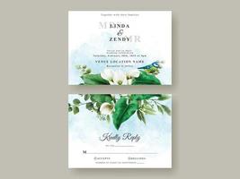 bruiloft uitnodiging kaart met groen bloemen vector